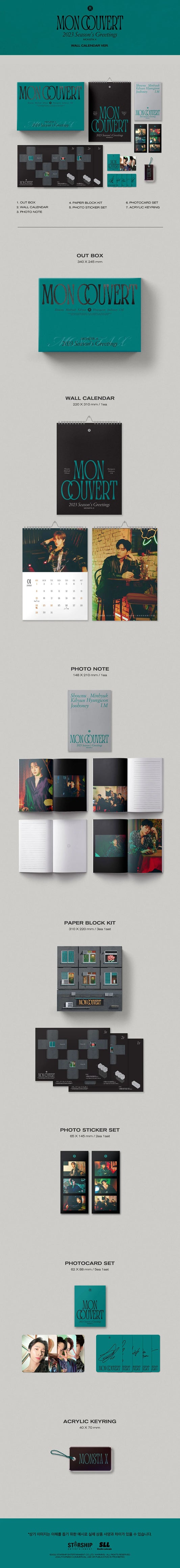 MONSTA X - 2023 SEASON'S GREETINGS (Mon Couvert) Wall Calendar Ver.