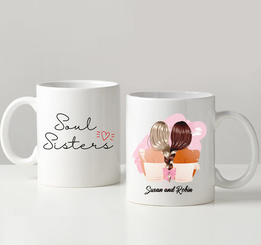 Best Friends, Soul Sister Custom Gifts for Mom Personalized Mom Mug Customizable Portrait First My Mother Forever My Friend