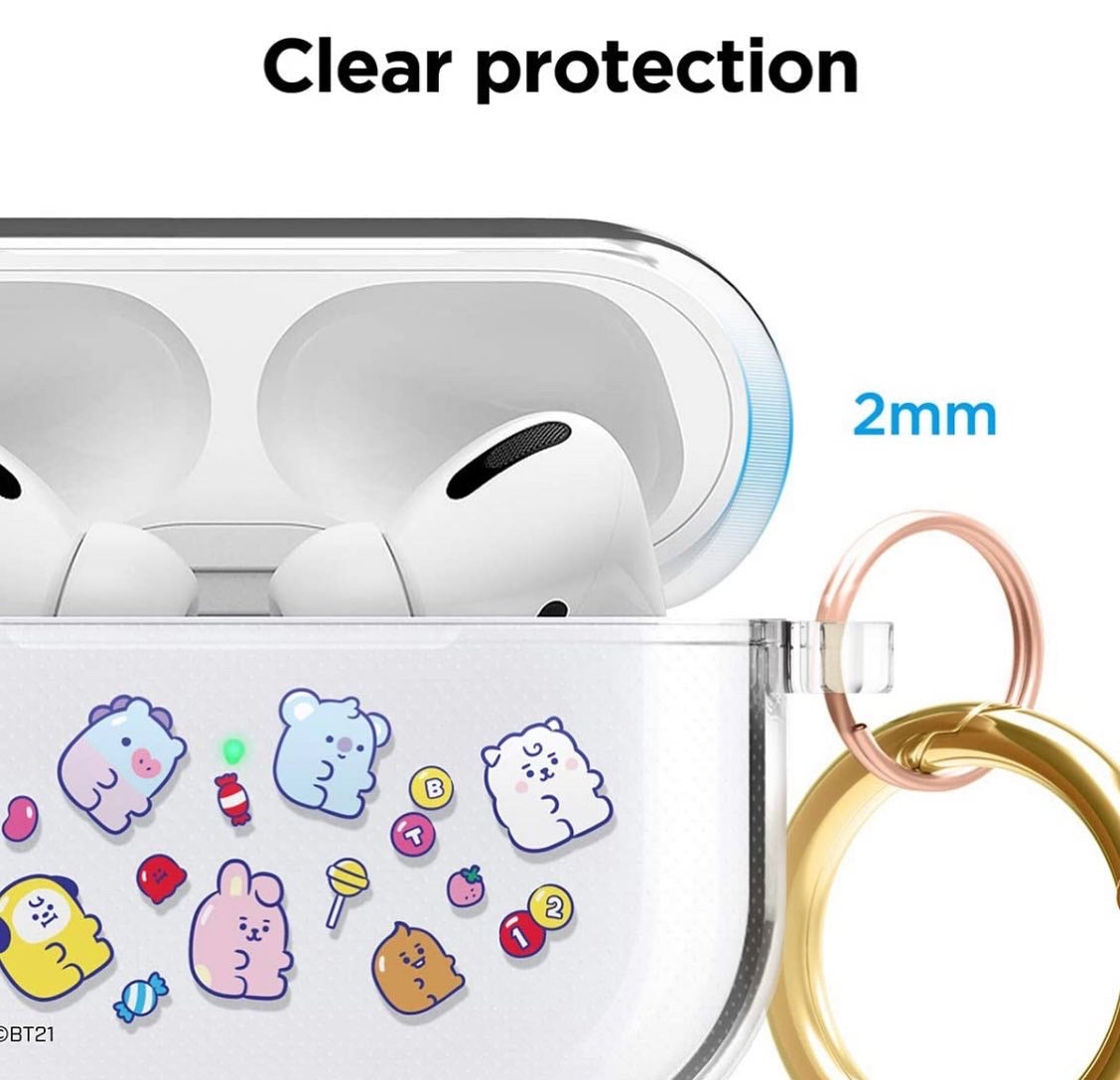 elago BT21 Case Compatible with Apple AirPods Pro Case, Clear Case with Keychain, Reduce Yellowing and Smudging, Supports Wireless Charging [Official Merchandise]