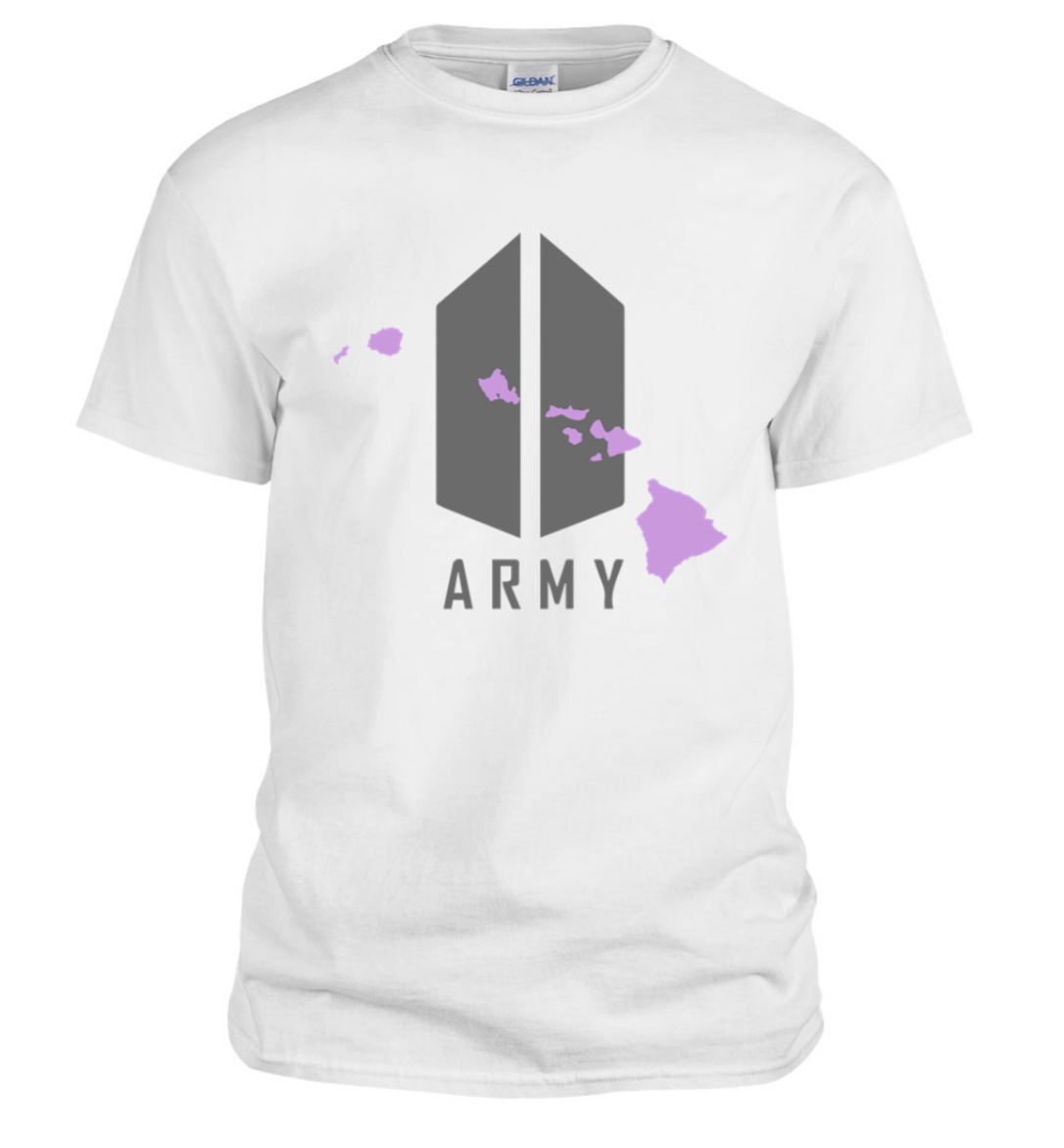 Hawaii BTS army White Purple T-Shirt