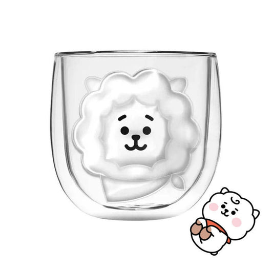 BTS BT21 K-Pop Korean Characters Inspired Cute Double-layered Glass Cup