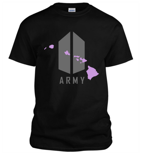 💜Hawaii BTS army Black Purple T-Shirt