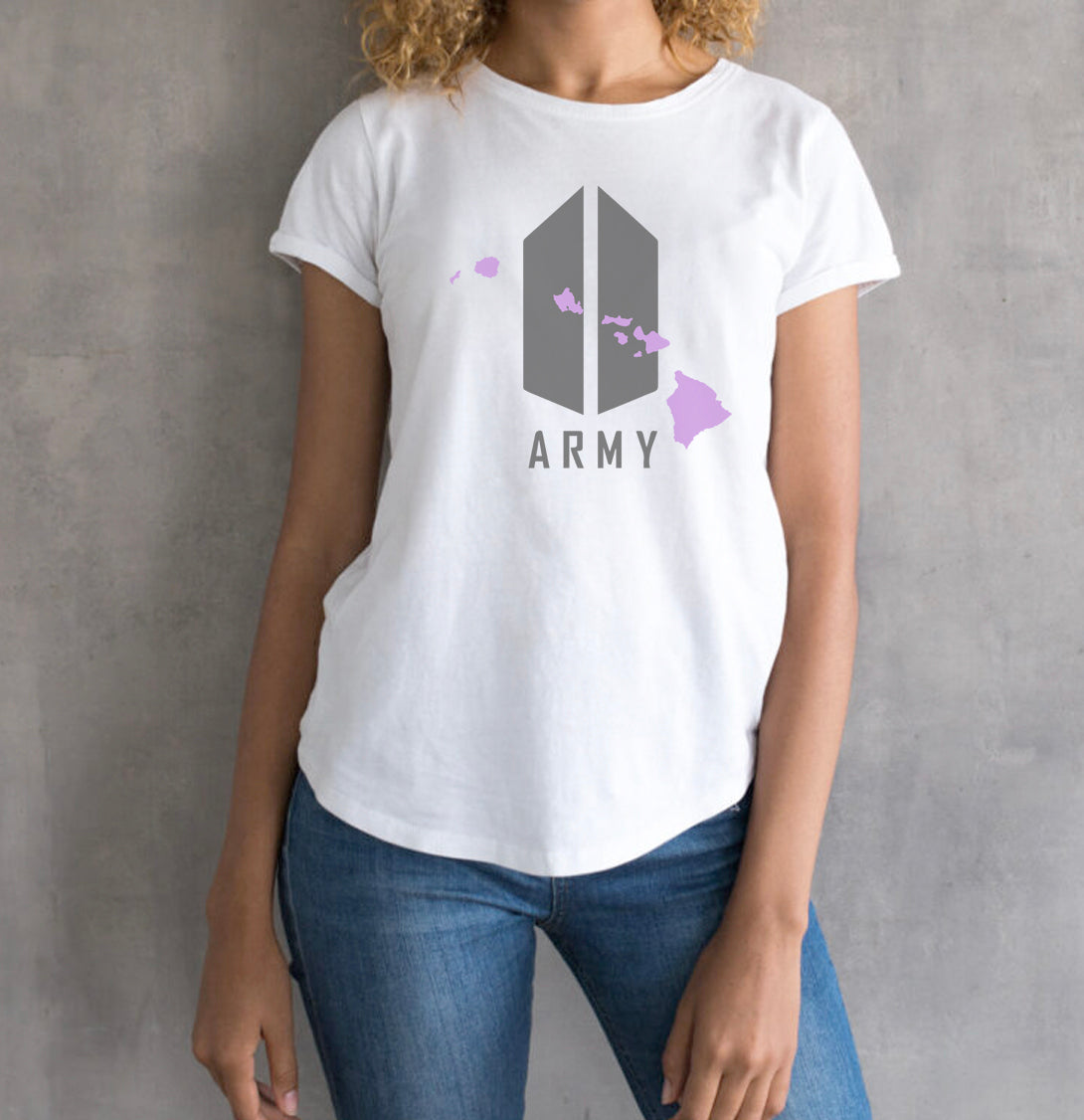 Hawaii BTS army White Purple T-Shirt