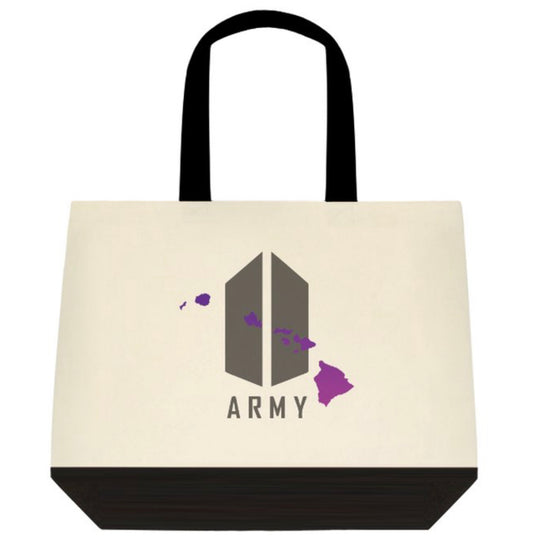 Proud Hawaii BTS Army Two-Tone Deluxe Classic Cotton Tote Bags