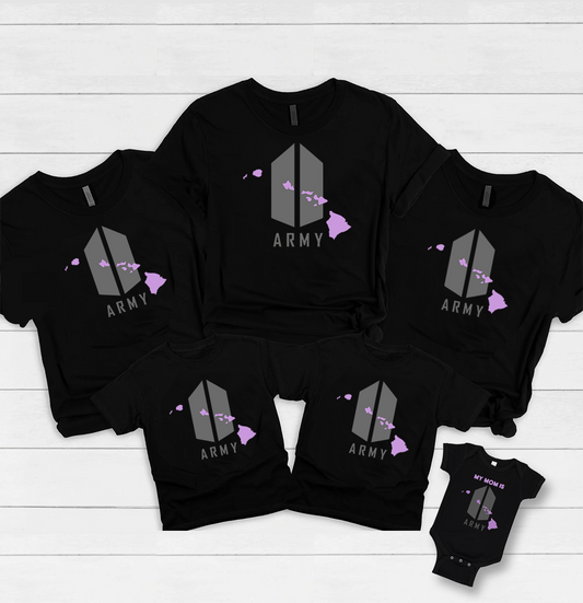🟣BTS fan Army family T-Shirt set | Family TShirt, Korean Mama Gift, Cute Mothers Day Gift, Umma Shirt, Korean Lover Tee, Hangul T Shirt, BTS Birthday, Army Hawaii Family
